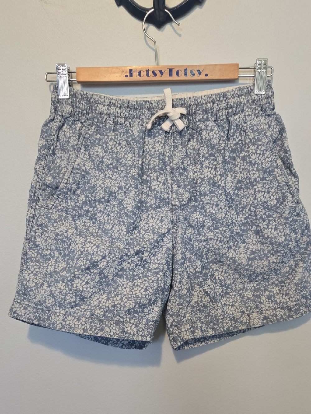 J. Crew Blue and White Floral Cotton Trunks Shorts